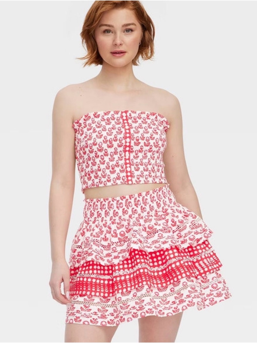 Women’s Red and White Target Roller Rabbit Tiered Skirt